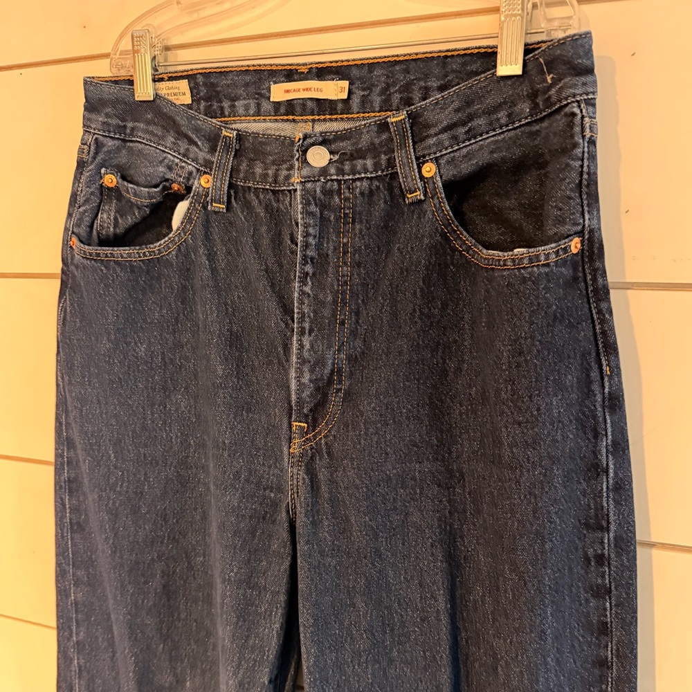 Levi's Ribcage Wide Leg Dark Blue Denim Jeans